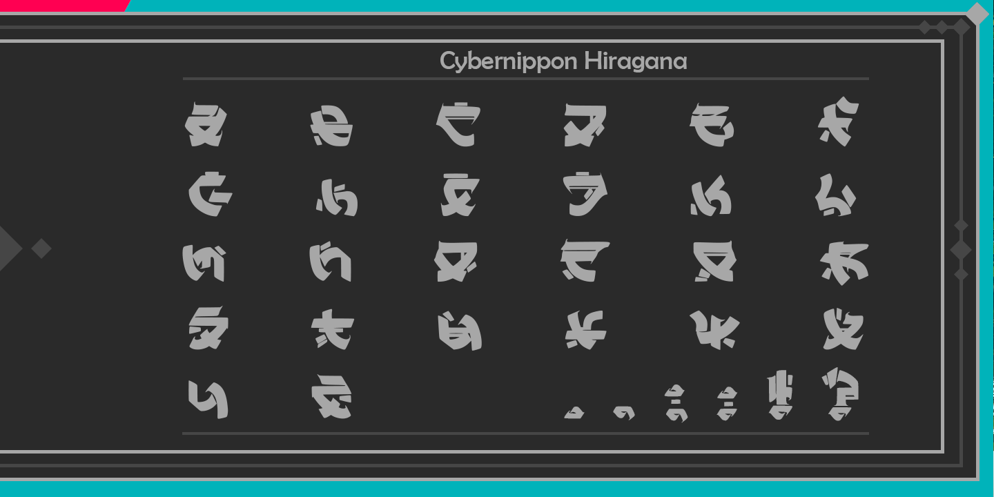 Przykład czcionki CyberNippon Katakana